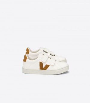 Veja Esplar Chromefree Leather Patike Dječje Bijele Smeđe | OZ24-6634J9