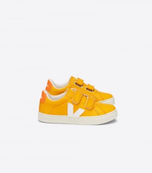 Veja Esplar Chromefree Leather Patike Dječje Žute Bijele | JD92-7722P9
