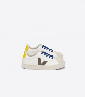 Veja Esplar Laces Chromefree Leather Patike Dječje Bijele Maslinasto Zelene | GN44-2544A9