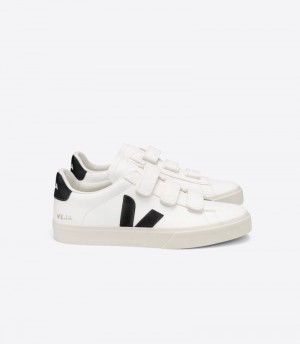 Veja Recife Chromefree Leather Patike Ženske Bijele Crne | XF75-8975B4