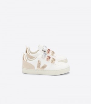 Veja V-10 Chromefree Patike Dječje Bijele Zlatne | II17-9207R1