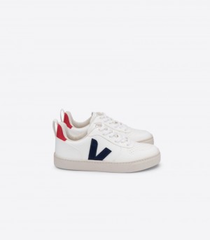 Veja V-10 Laces CWL Patike Dječje Bijele Tamno Plave | QW48-4708M9