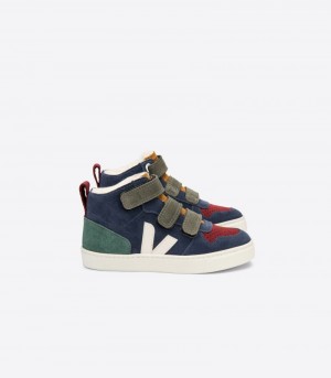 Veja V-10 Mid Fured Suede Patike Dječje Tamnoplave Zelene Crvene | HU68-2528S1