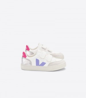 Veja V-12 Chromefree Leather Patike Dječje Bijele Srebrne | GV13-1883W7