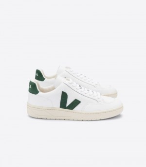 Veja V-12 Leather Patike Muške Bijele Zelene | KA61-8001A9