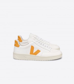 Veja V-12 Leather Patike Muške Bijele Žute | CV69-9989K7