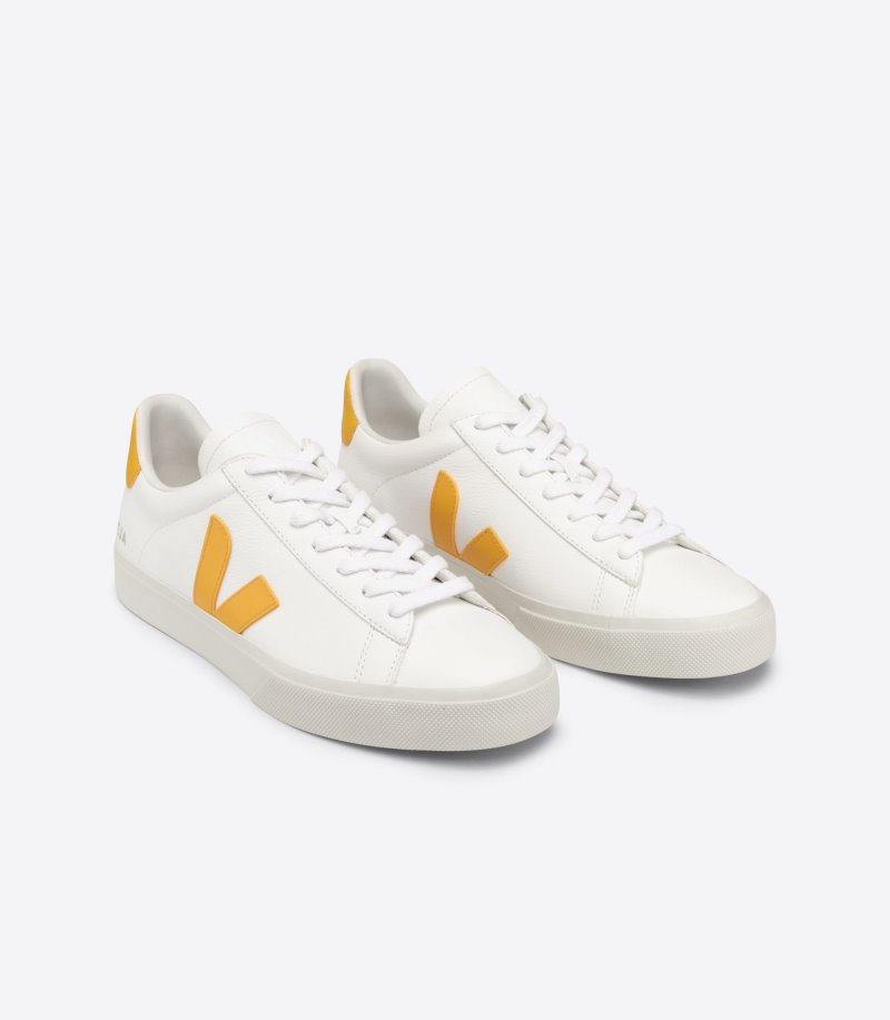 Veja Campo Chromefree Leather Patike Muške Bijele Žute | UM66-3956X2
