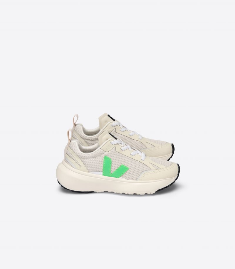 Veja Canary Elastic Lace Patike Dječje Bež Zelene | UE15-3485P1