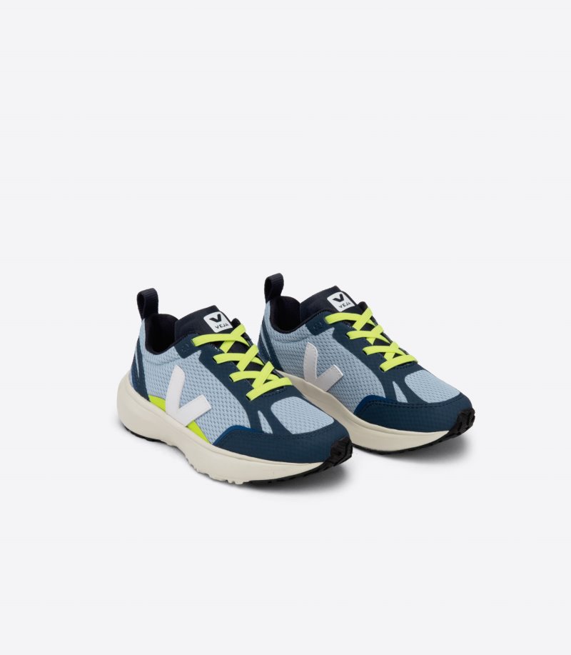 Veja Canary Elastic Laces Alveomesh Patike Dječje Plave Žute Bijele | FL99-9799N4