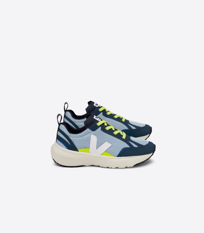 Veja Canary Elastic Laces Alveomesh Patike Dječje Plave Žute Bijele | FL99-9799N4