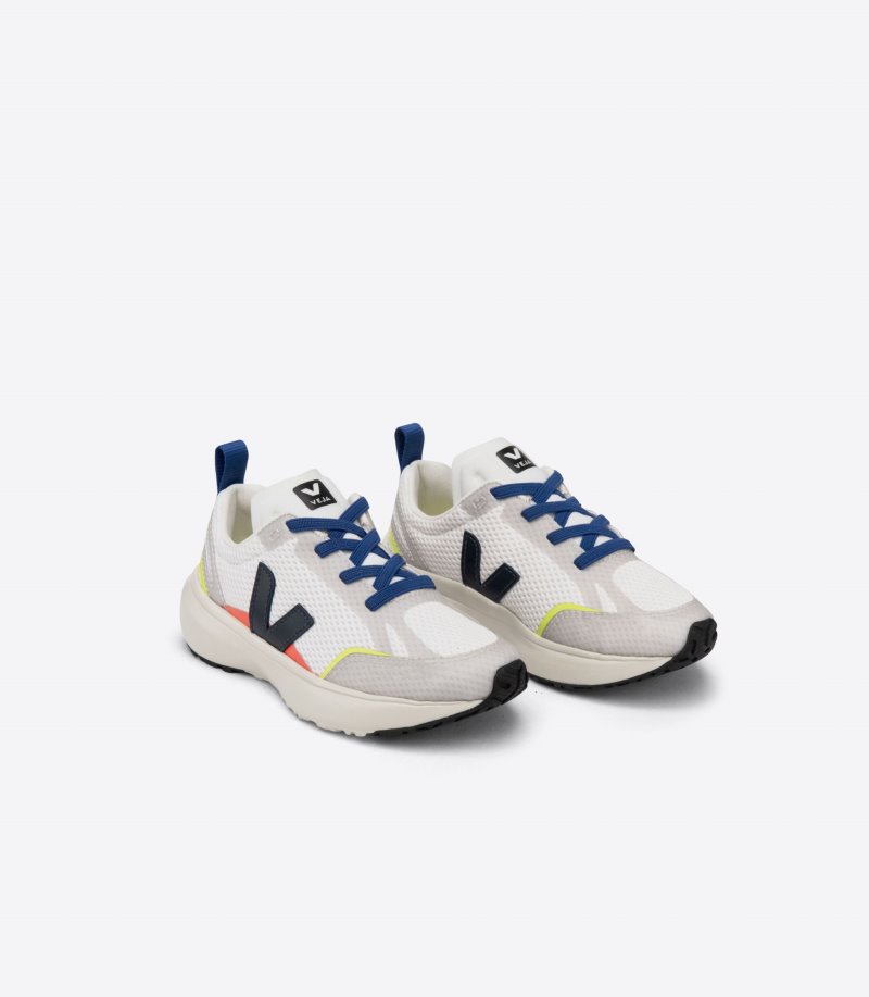 Veja Canary Elastic Laces Alveomesh Patike Dječje Bijele Tamnoplave | AK74-5324Y7