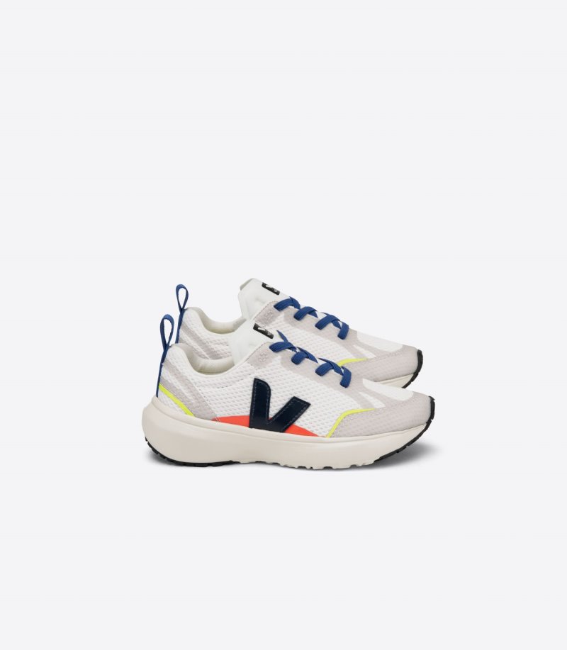 Veja Canary Elastic Laces Alveomesh Patike Dječje Bijele Tamnoplave | AK74-5324Y7