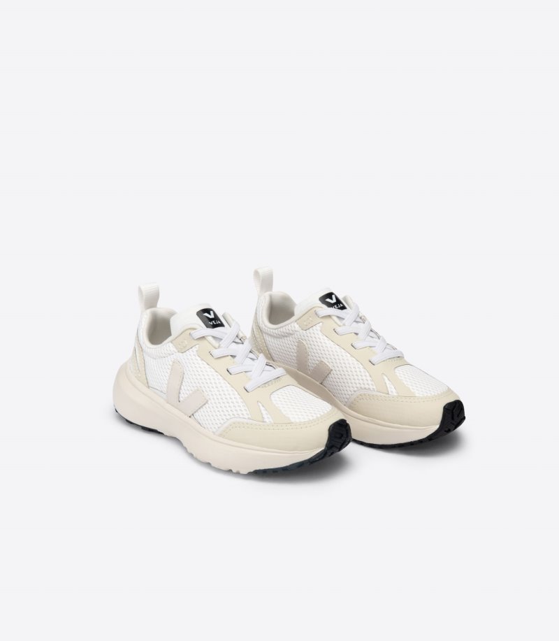 Veja Canary Elastic Laces Alveomesh Patike Dječje Bijele Svijetlo Sive | DB48-6468I9