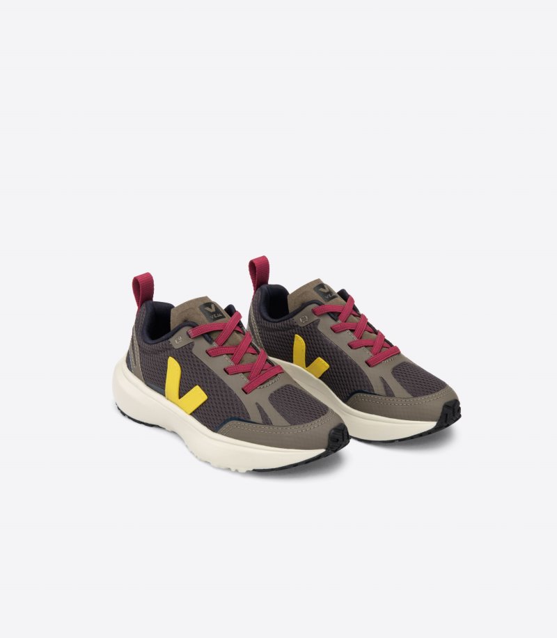 Veja Canary Elastic Laces Alveomesh Patike Dječje Maslinasto Zelene Žute Bordo | PP30-5250K1