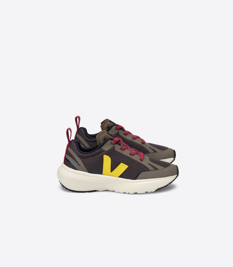 Veja Canary Elastic Laces Alveomesh Patike Dječje Maslinasto Zelene Žute Bordo | PP30-5250K1