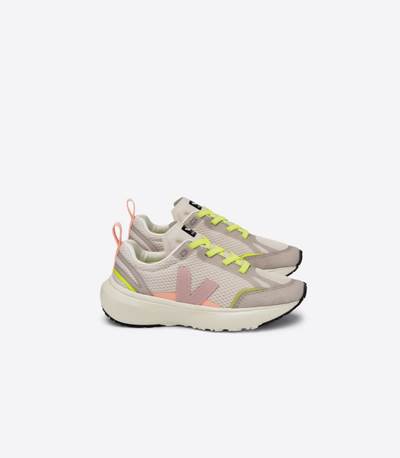 Veja Canary Elastic Laces Alveomesh Patike Dječje Bež Žute | PY66-8196D4