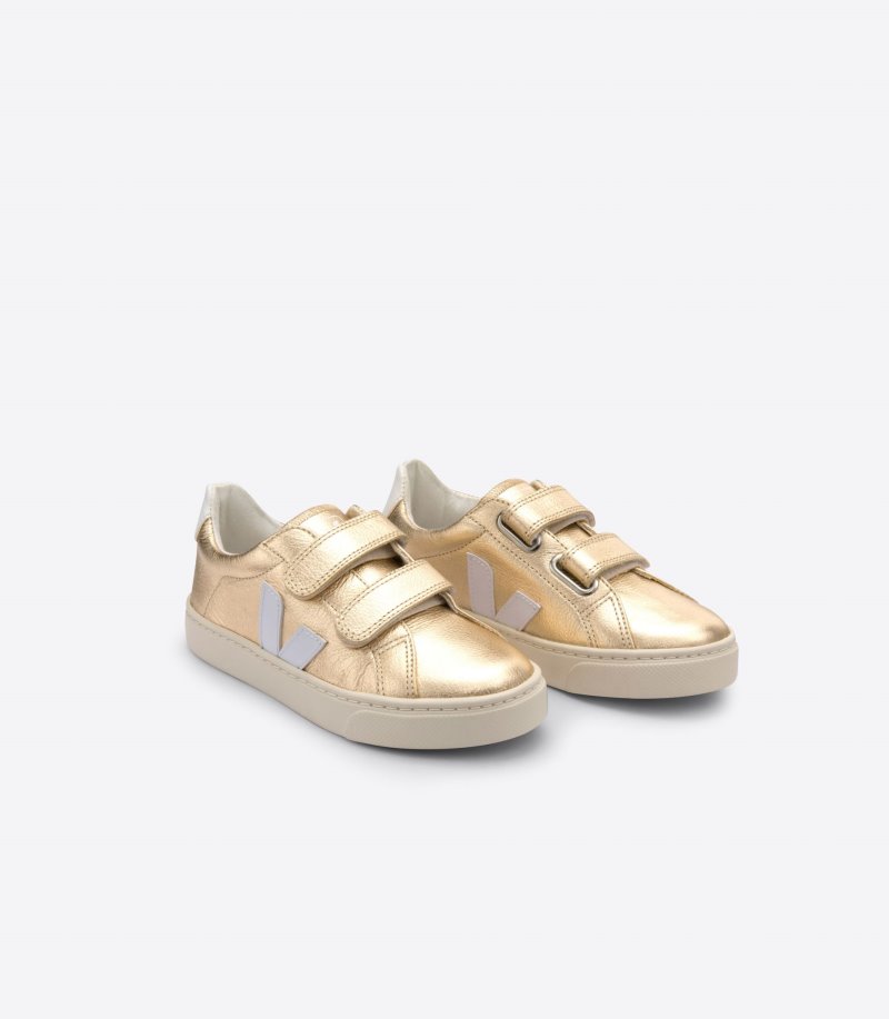 Veja Esplar Chromefree Leather Patike Dječje Zlatne Bijele | NE88-0658T2