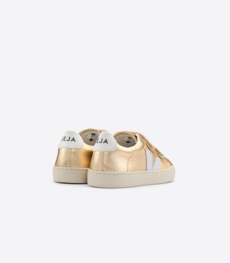 Veja Esplar Chromefree Leather Patike Dječje Zlatne Bijele | NE88-0658T2