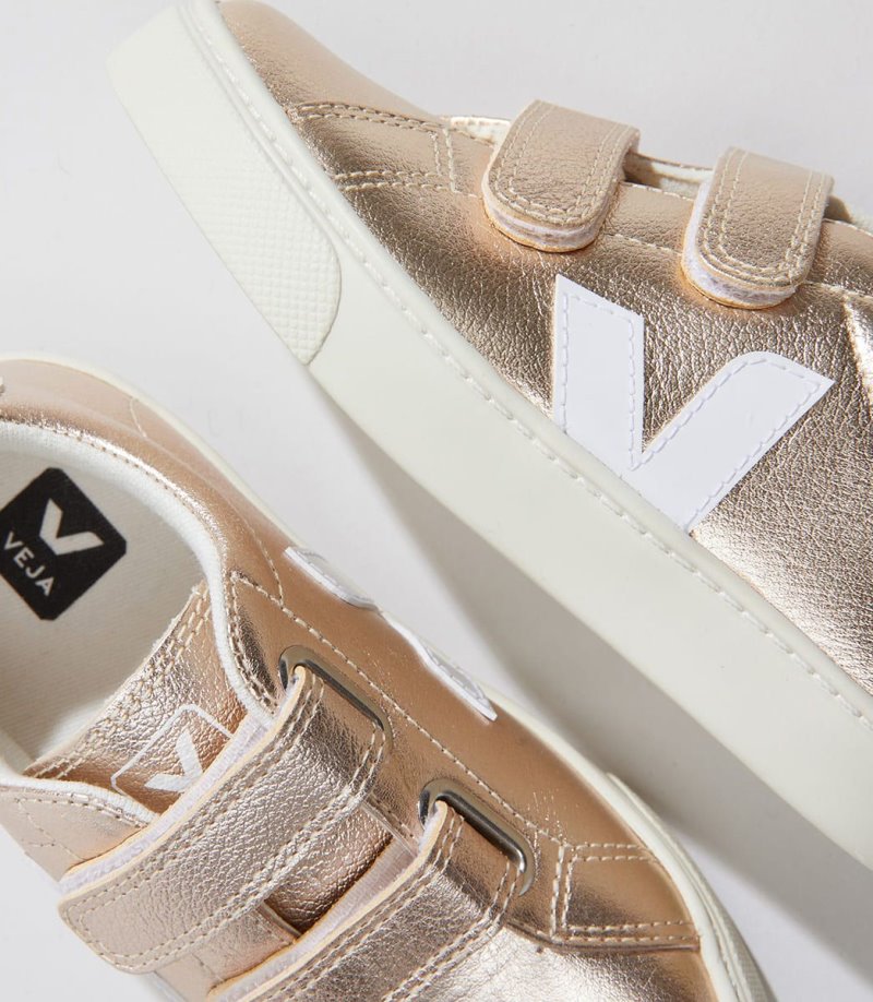 Veja Esplar Chromefree Leather Patike Dječje Zlatne Bijele | NE88-0658T2