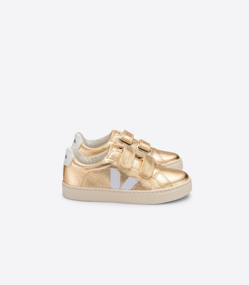 Veja Esplar Chromefree Leather Patike Dječje Zlatne Bijele | NE88-0658T2