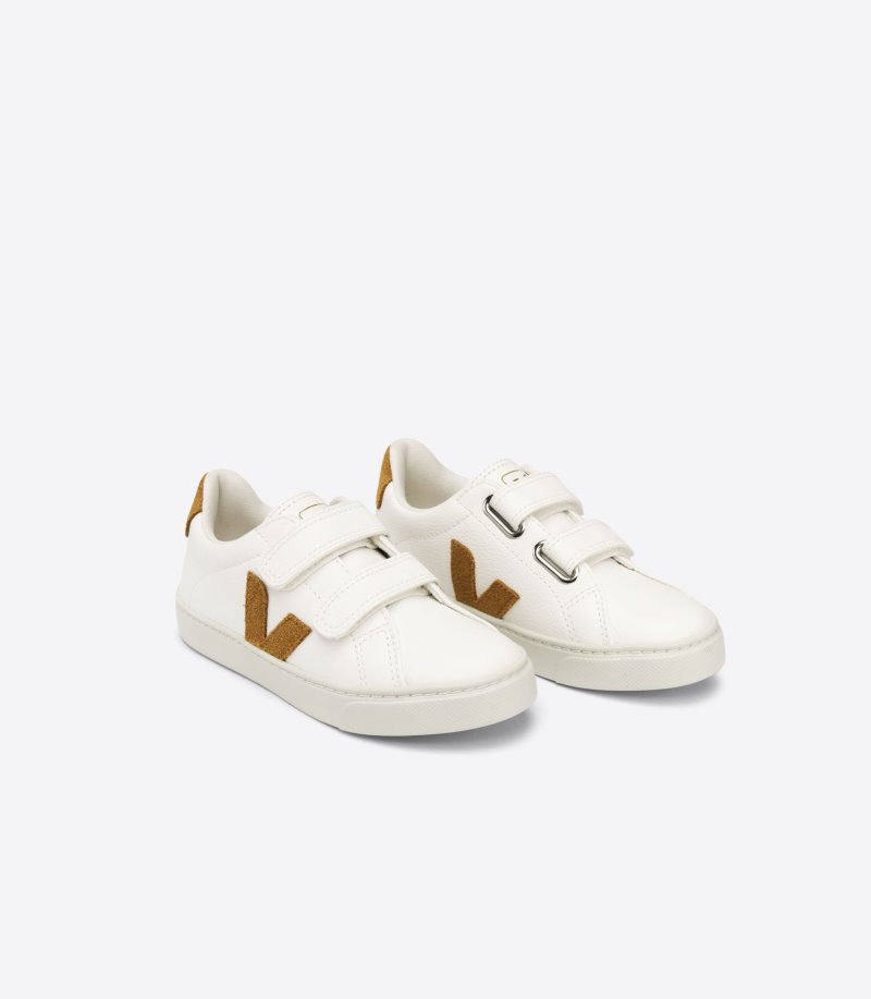 Veja Esplar Chromefree Leather Patike Dječje Bijele Smeđe | OZ24-6634J9