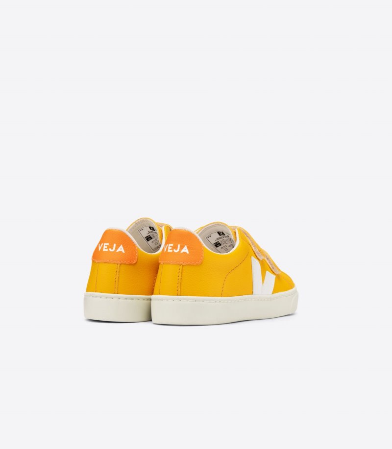 Veja Esplar Chromefree Leather Patike Dječje Žute Bijele | JD92-7722P9