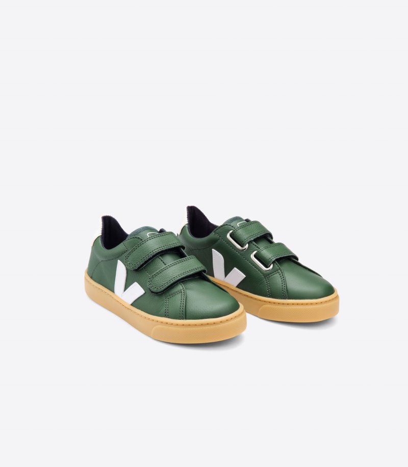 Veja Esplar Leather Patike Dječje Zelene Bijele | NR87-6687L5