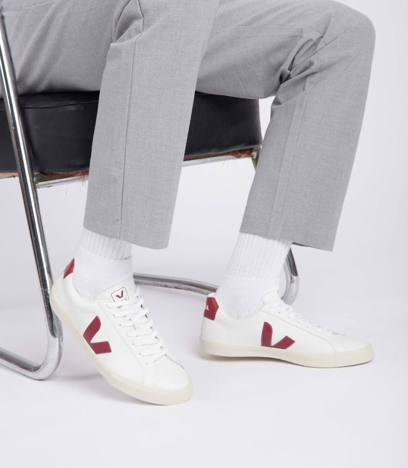 Veja Esplar Leather Patike Ženske Bijele Bordo | ZE59-4339V2