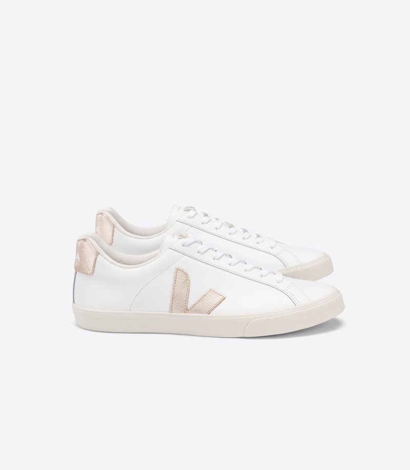 Veja Esplar Leather Patike Ženske Bijele Zlatne | XL97-4517V9