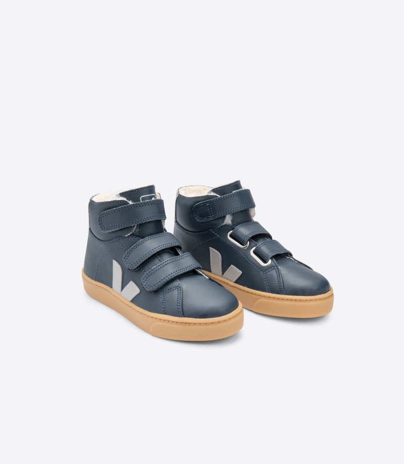 Veja Esplar Mid Fured Leather Patike Dječje Tamnoplave Plave Sive | WQ22-1162B5