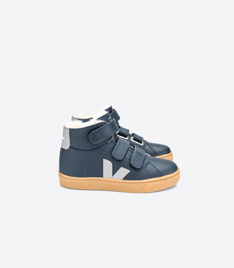 Veja Esplar Mid Fured Leather Patike Dječje Tamnoplave Plave Sive | WQ22-1162B5