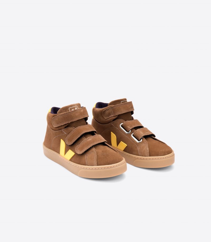 Veja Esplar Mid Suede Patike Dječje Smeđe Žute | YK38-4228Q5