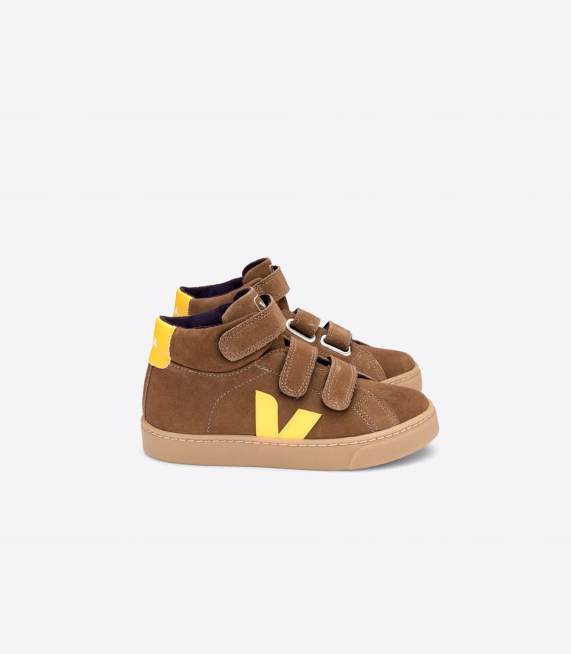 Veja Esplar Mid Suede Patike Dječje Smeđe Žute | YK38-4228Q5