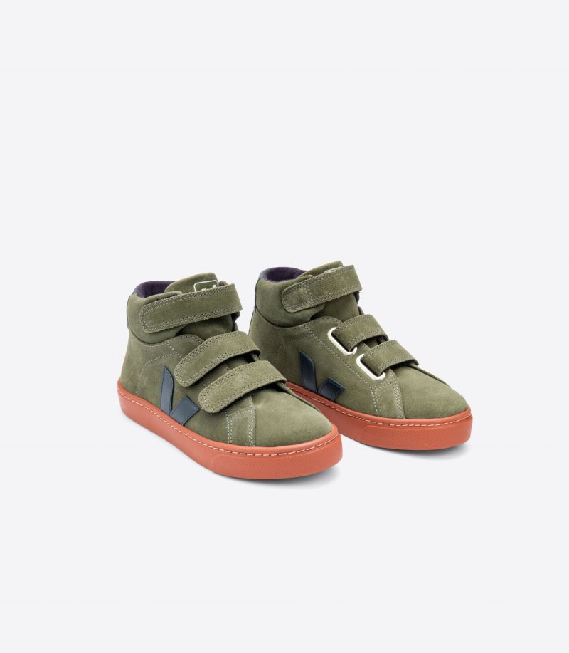 Veja Esplar Mid Suede Patike Dječje Zelene Crvene | PO14-0394C6