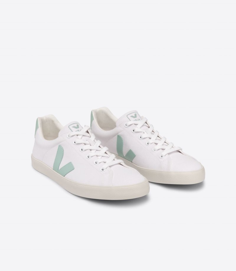 Veja Esplar Se Canvas Patike Muške Bijele Svijetlo Zelene | CP40-7060T1