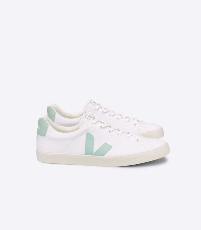 Veja Esplar Se Canvas Patike Muške Bijele Svijetlo Zelene | CP40-7060T1