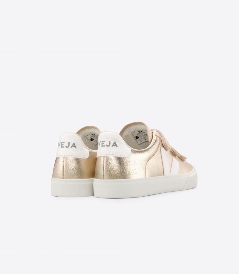 Veja Recife Chromefree Leather Patike Ženske Zlatne Bijele | GC90-5070V7
