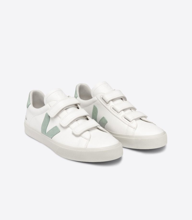 Veja Recife Chromefree Leather Patike Ženske Bijele Svijetlo Zelene | YO64-9934T6
