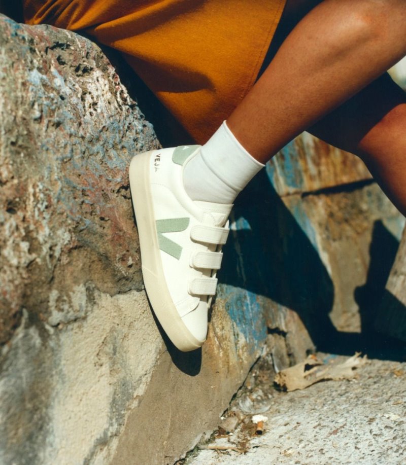 Veja Recife Chromefree Leather Patike Ženske Bijele Svijetlo Zelene | YO64-9934T6