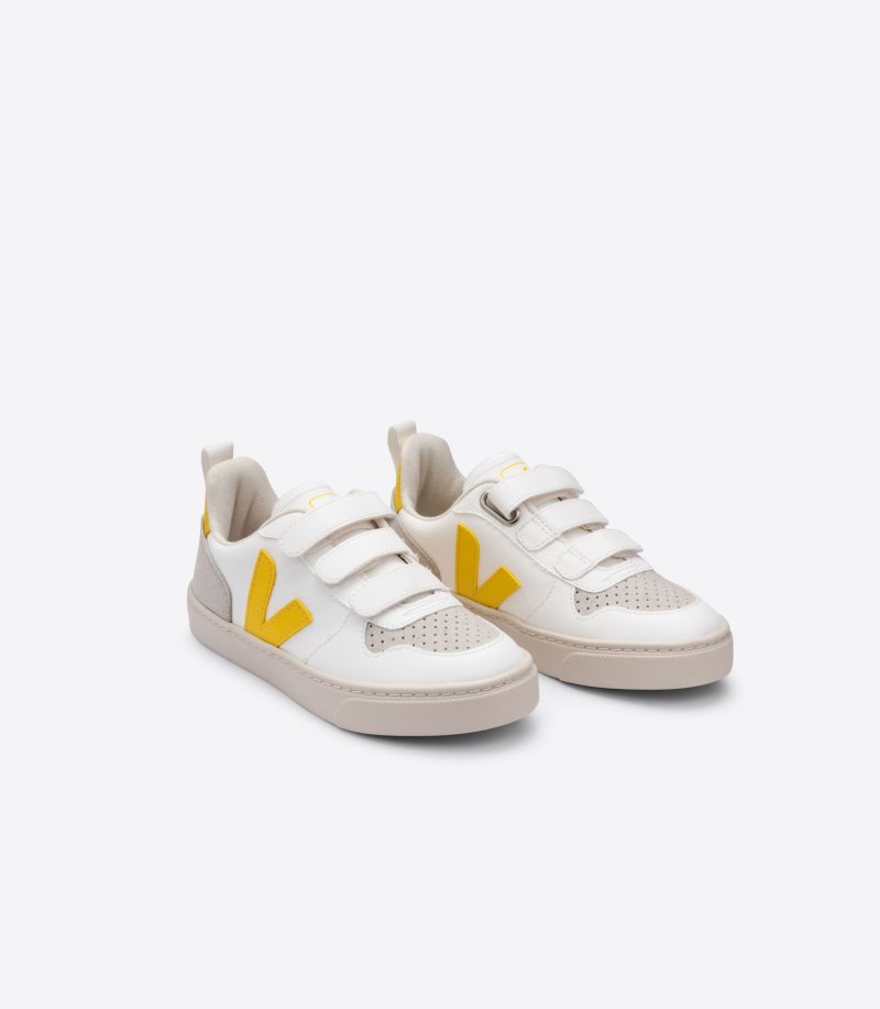 Veja V-10 CWL Patike Dječje Bijele Žute | CF56-1336W3