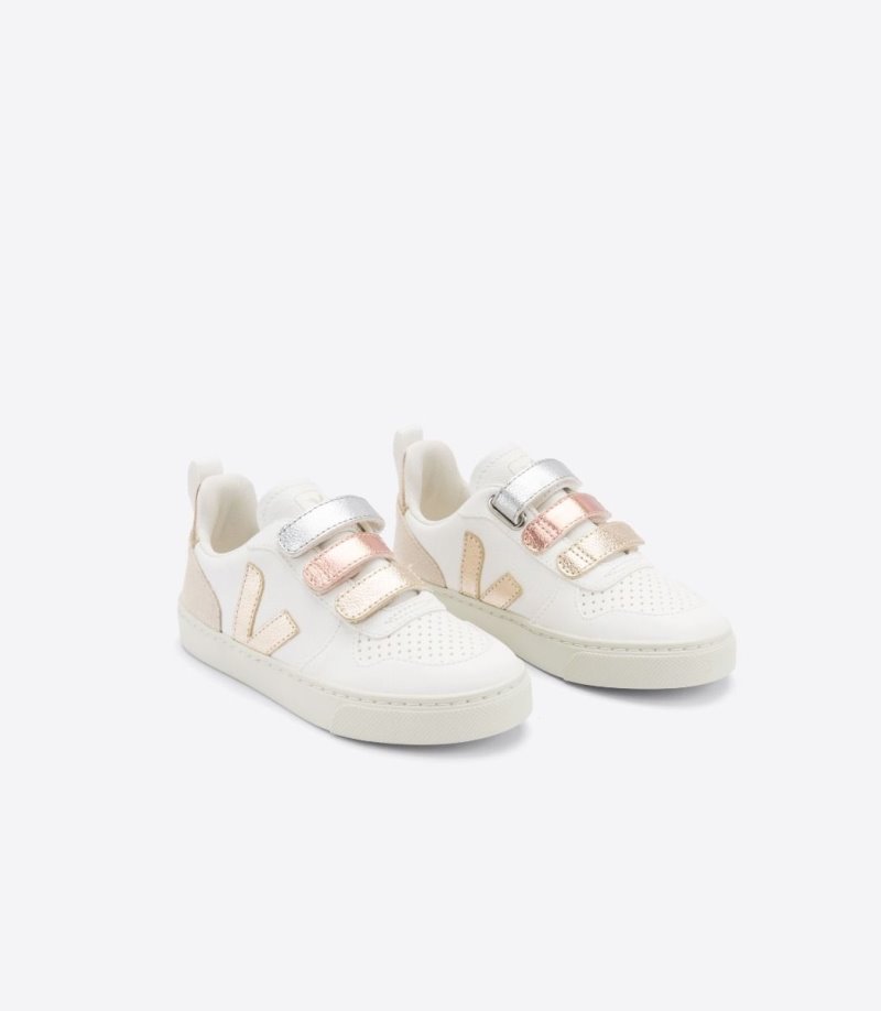Veja V-10 Chromefree Patike Dječje Bijele Zlatne | II17-9207R1