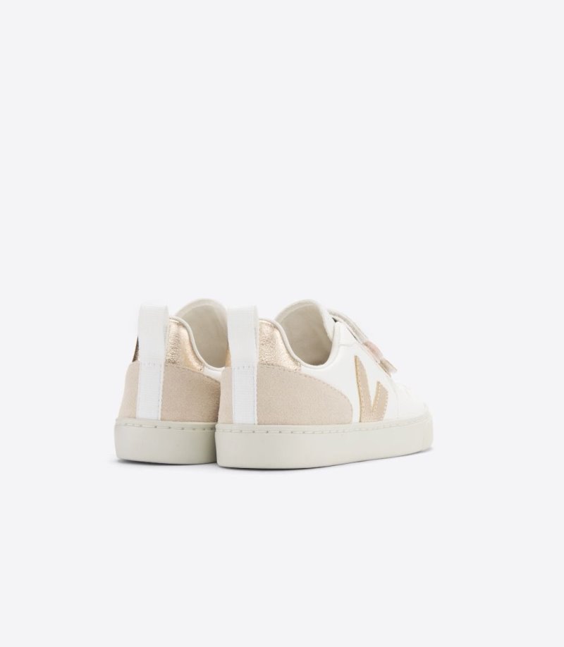 Veja V-10 Chromefree Patike Dječje Bijele Zlatne | II17-9207R1