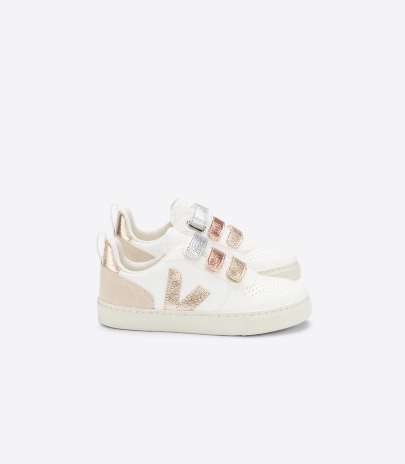 Veja V-10 Chromefree Patike Dječje Bijele Zlatne | II17-9207R1