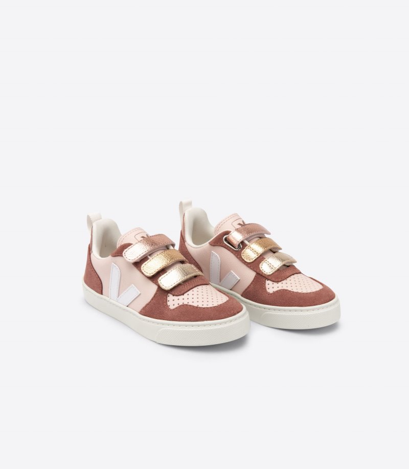Veja V-10 Chromefree Patike Dječje Bordo Roze Zlatne | YQ23-2603P4