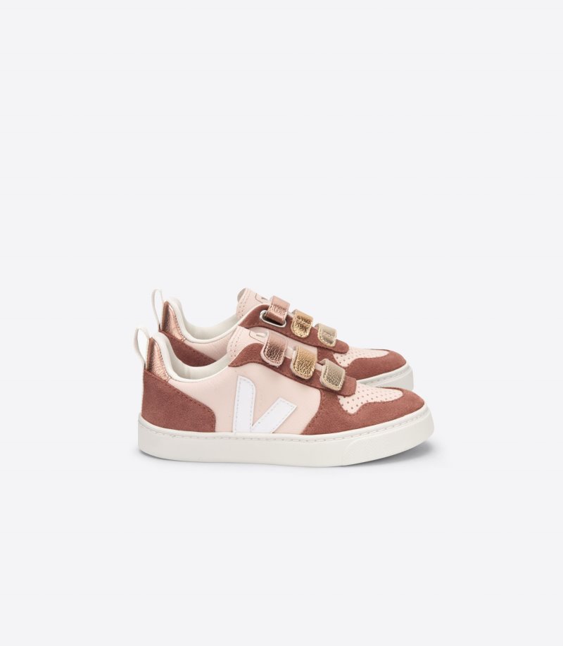 Veja V-10 Chromefree Patike Dječje Bordo Roze Zlatne | YQ23-2603P4