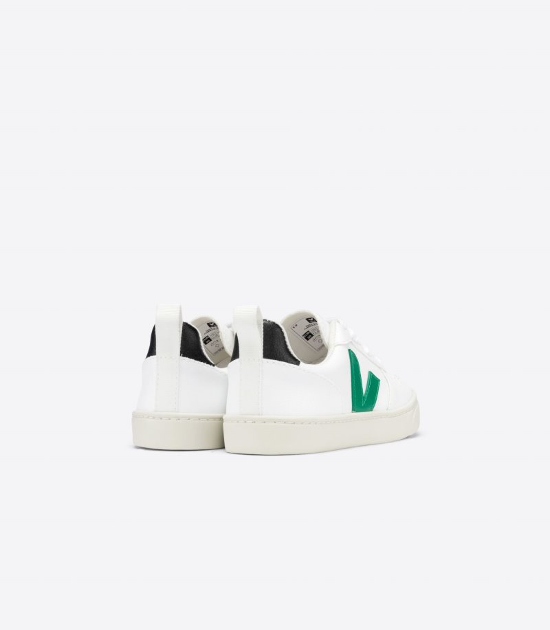 Veja V-10 Lace CWL Patike Dječje Bijele Zelene Crne | RL78-0548B6