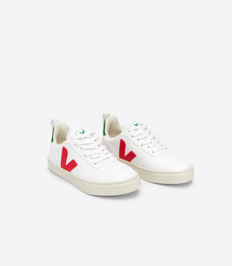Veja V-10 Laces CWL Patike Dječje Bijele Crvene | MG03-7043H7