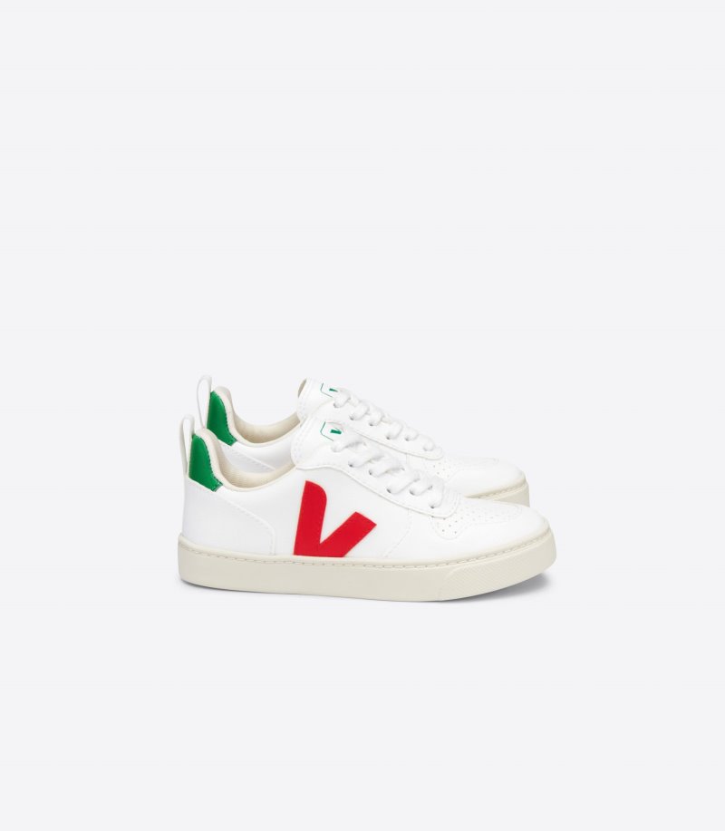 Veja V-10 Laces CWL Patike Dječje Bijele Crvene | MG03-7043H7