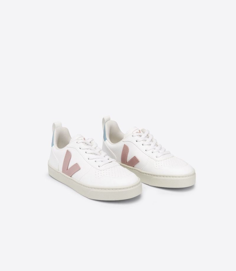 Veja V-10 Laces CWL Patike Dječje Bijele Roze Plave | IO61-3031R4