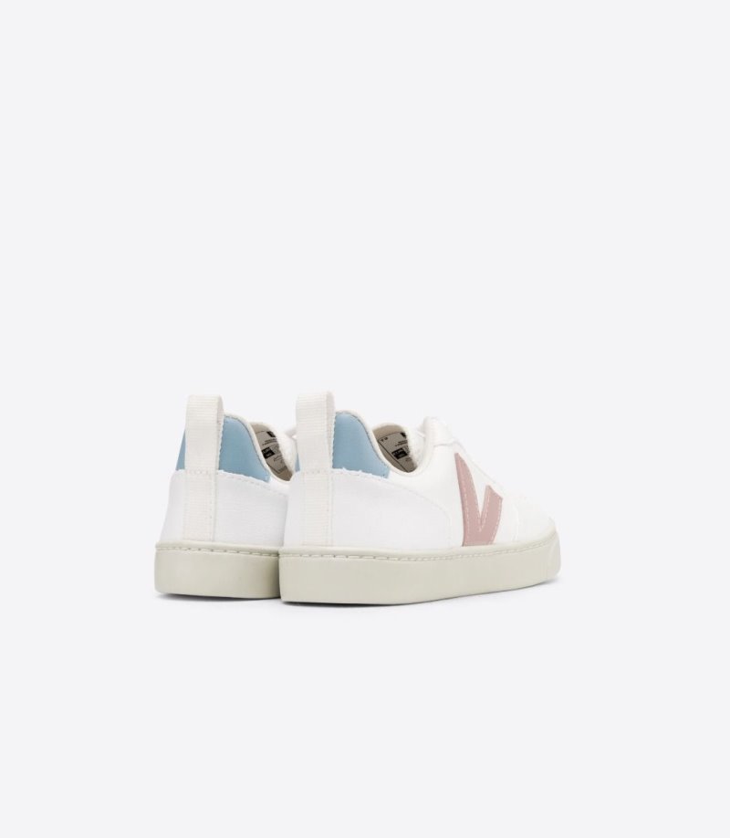 Veja V-10 Laces CWL Patike Dječje Bijele Roze Plave | IO61-3031R4